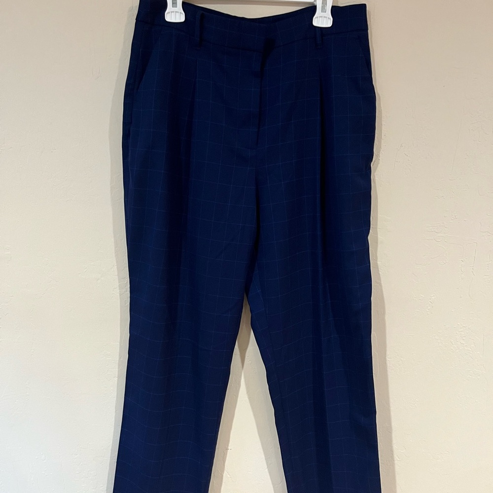 Nine West Women’s Blue Plaid Pants/Trousers, Size 14